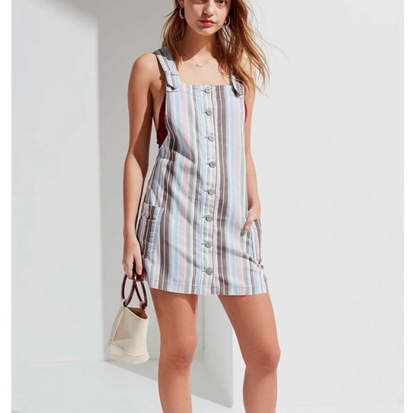 BDG pink blue striped overall denim button dress - Picture 11 of 11